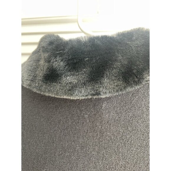 Designers Original * Full Zip Sweater Black Faux Fur Collar Women's Size Med - Picture 6 of 10